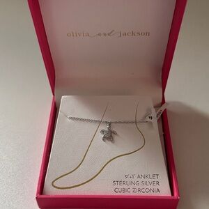 Olivia and Jackson Silver Anklet with Cubic Zirconia